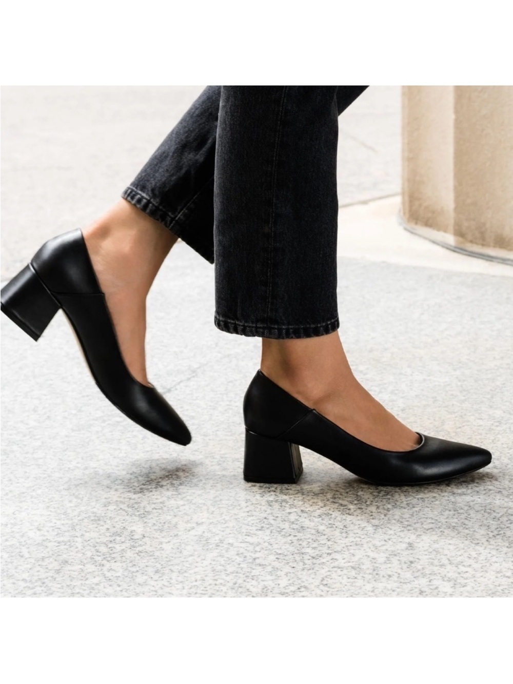 Nisolo Fiorela Go To Leather Mid Heel Black Size 10